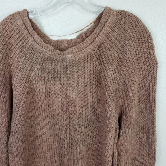 Free People Electric City Ribbed Sweater Knit Pullover Cotton/Linen Boho size L - Picture 4 of 10